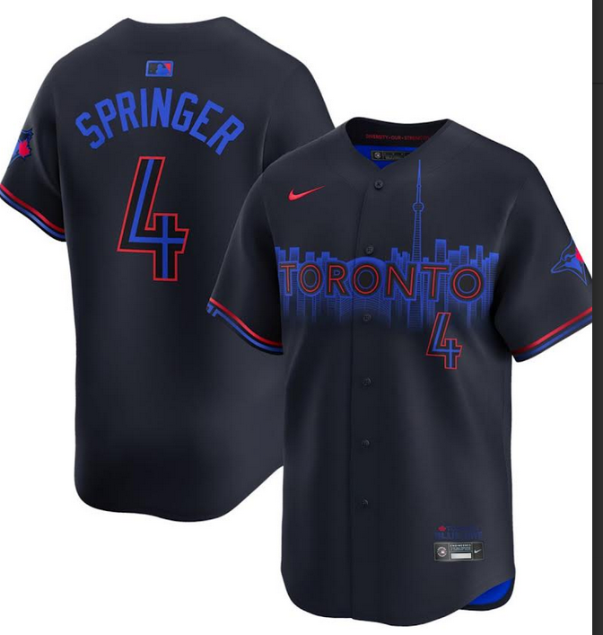 Men Toronto Blue Jays #4 Springer blue 2025 Nike MLB Jersey->mlb t-shirts->Sports Accessory